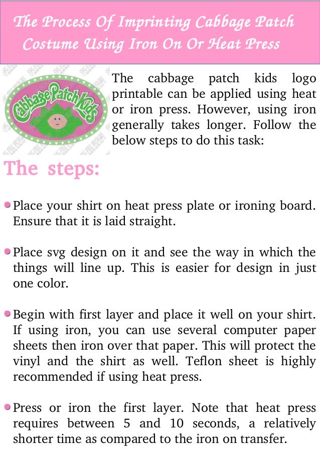 The procedure of imprinting cabbage patch gown having iron photograph about Cabbage Patch Logo Printable identified as The treatment of imprinting cabbage patch dress applying iron